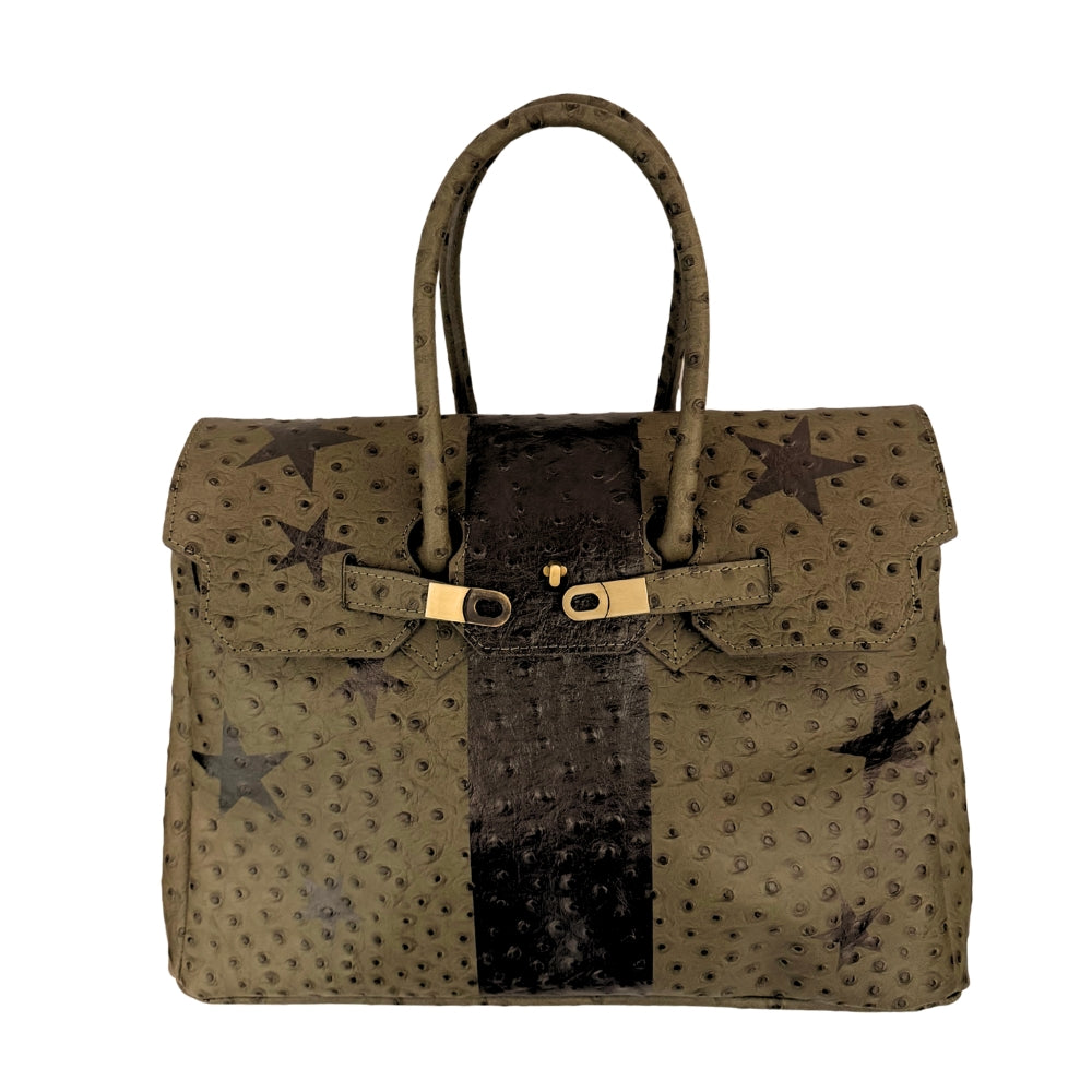BORSA DUE MANICI STRUZZO STARS