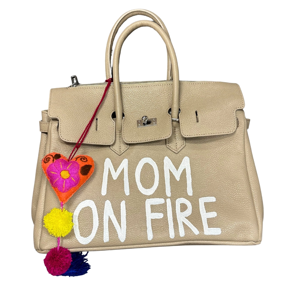 PAINT LEATHER TWO-HANDLE BAG