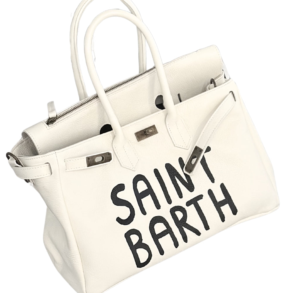PAINT LEATHER TWO-HANDLE BAG