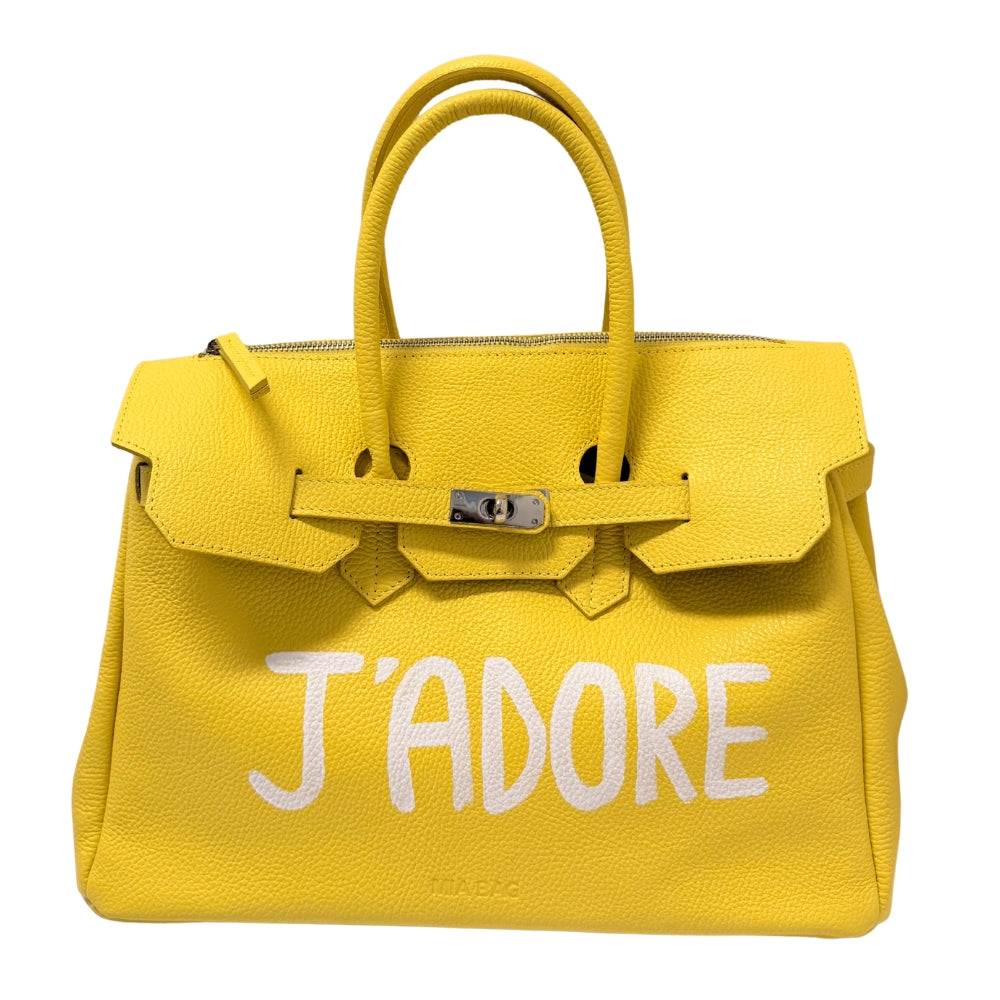 PAINT LEATHER TWO-HANDLE BAG