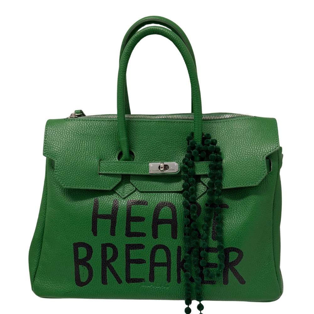 PAINT LEATHER TWO-HANDLE BAG