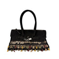 SUEDE TRIM SHOULDER BAG