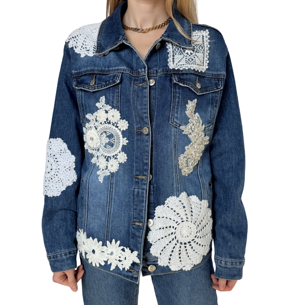 GIACCA DENIM PATCH BIANCHI