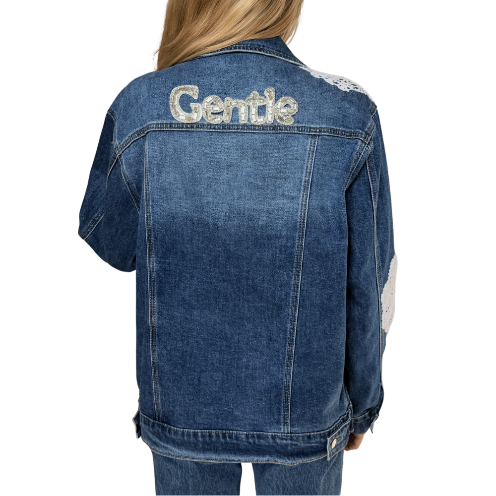 GIACCA DENIM PATCH BIANCHI