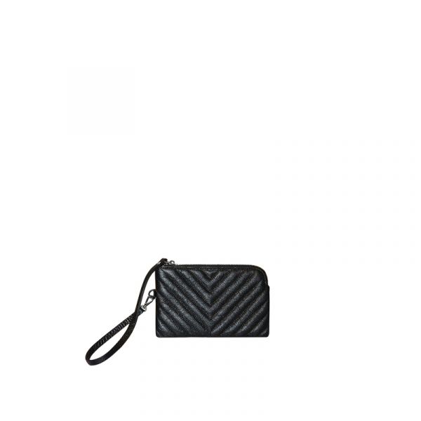 QUILTED LEATHER POUCH WITH WRIST STRAP