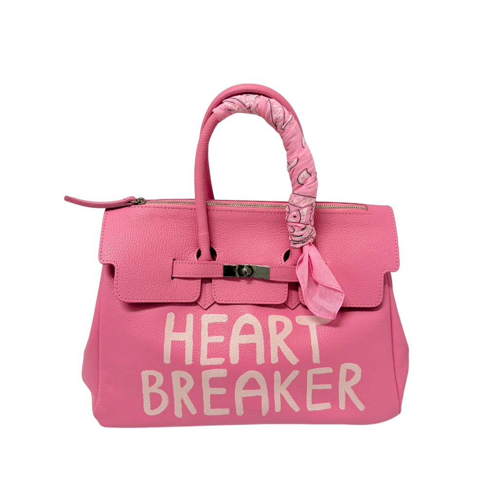 PAINT LEATHER TWO-HANDLE BAG