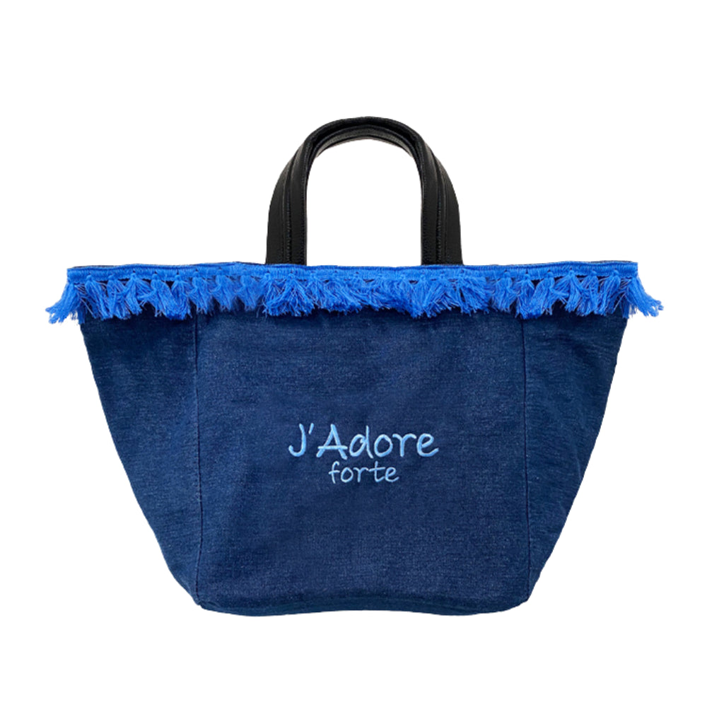 SHOPPER DENIM NAPPINE E RICAMO