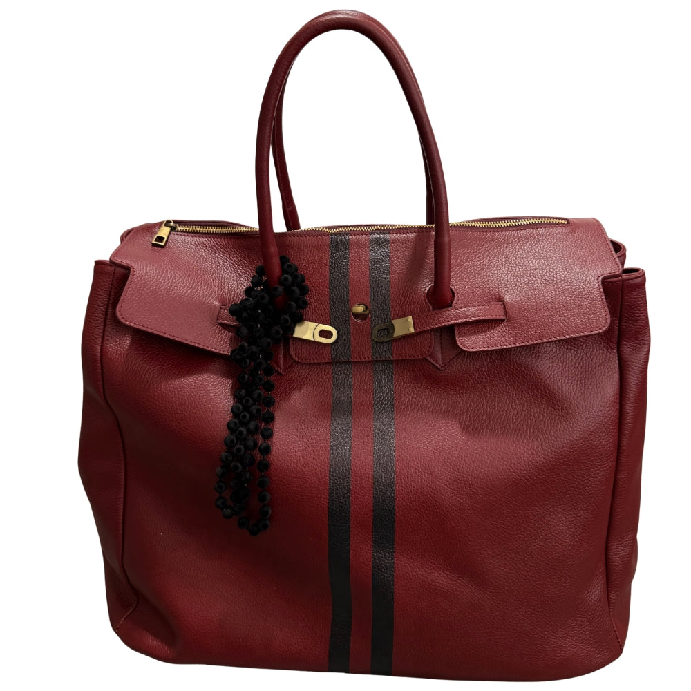 MAXI BORSONE BANDE IN PELLE