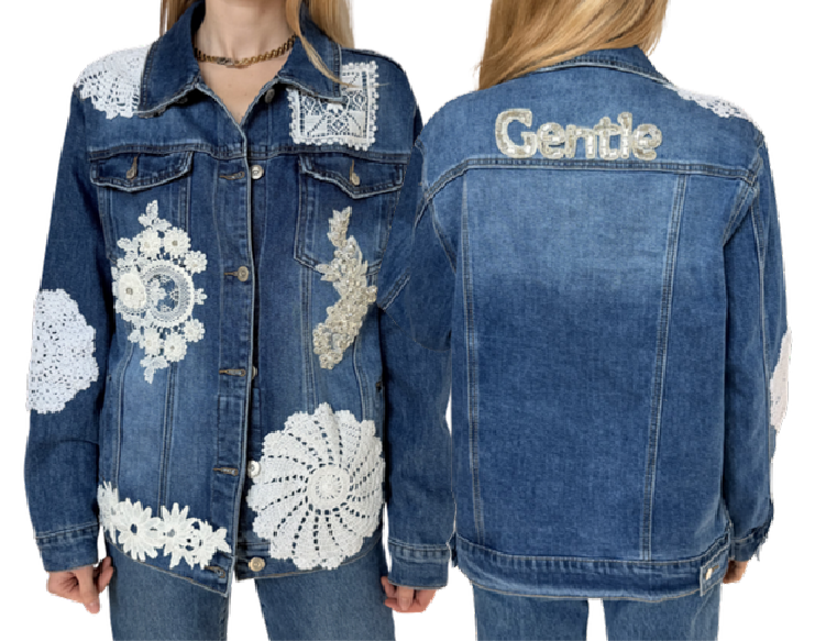 GIACCA DENIM PATCH BIANCHI