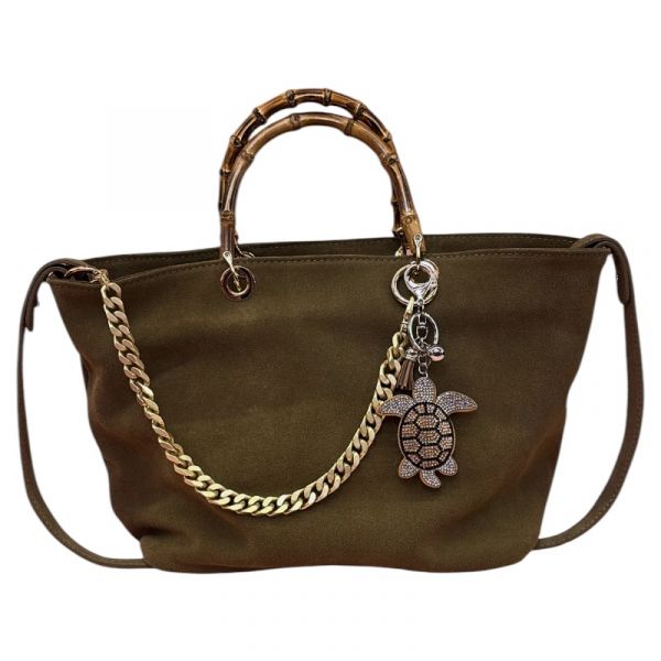 TOTE BAG CAMOSCIO MANICI IN BAMBOO