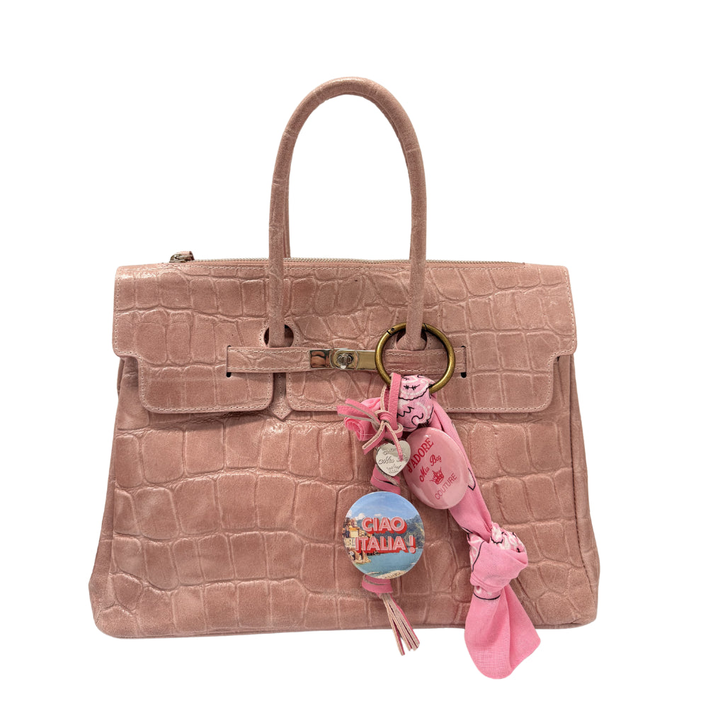 BORSA DUE MANICI STAMPA COCCO