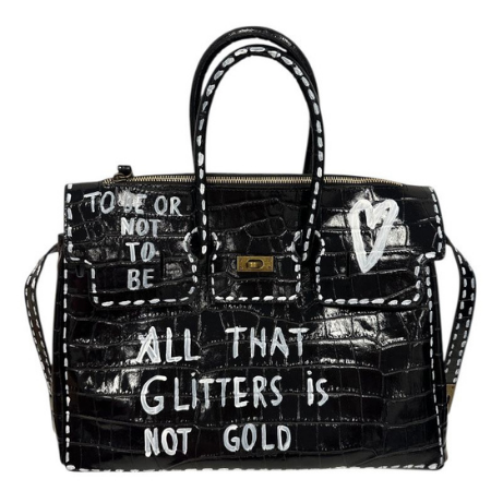 DOUBLE HANDLE BAG CROCODILE PRINT PAINT