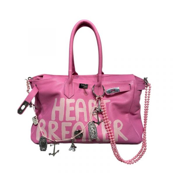 PAINT LEATHER TWO-HANDLE BAG