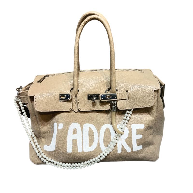 PAINT LEATHER TWO-HANDLE BAG