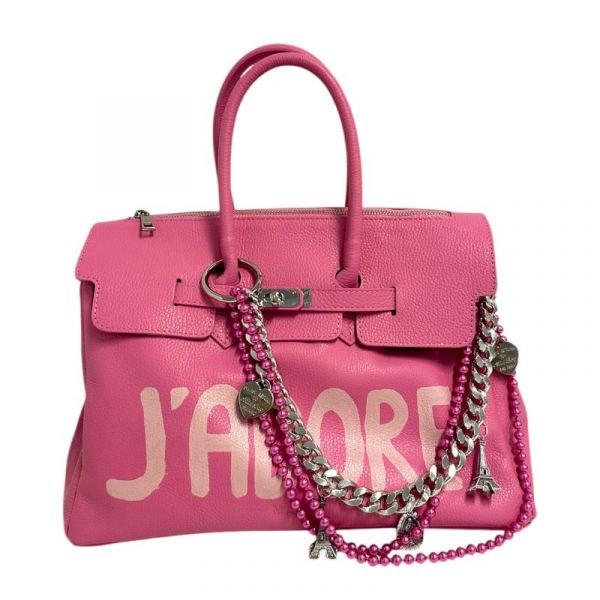 PAINT LEATHER TWO-HANDLE BAG