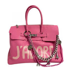 PAINT LEATHER TWO-HANDLE BAG