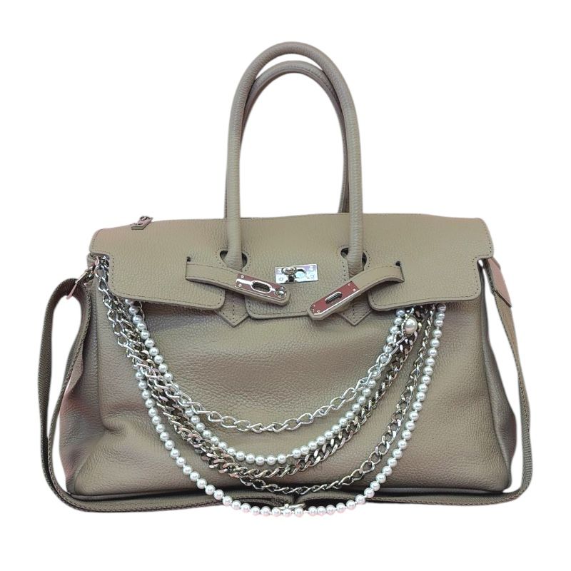 BORSA DUE MANICI PELLE