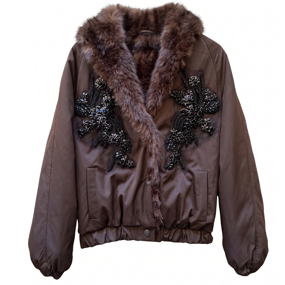 BOMBER FIORI ECOPELLICCIA REVERSIBILE