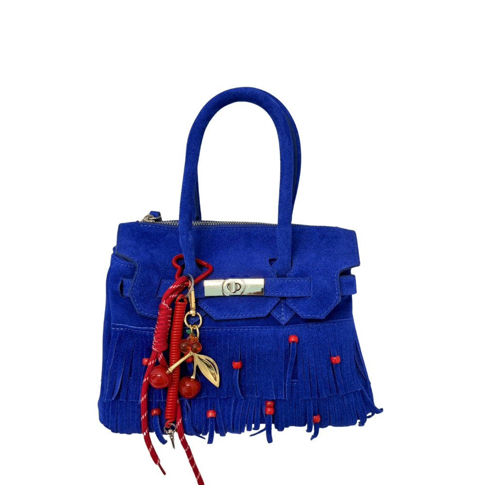FRINGED AND BEADED MINI BAG