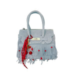 FRINGED AND BEADED MINI BAG