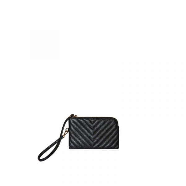 QUILTED LEATHER POUCH WITH WRIST STRAP