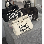 PAINT LEATHER TWO-HANDLE BAG