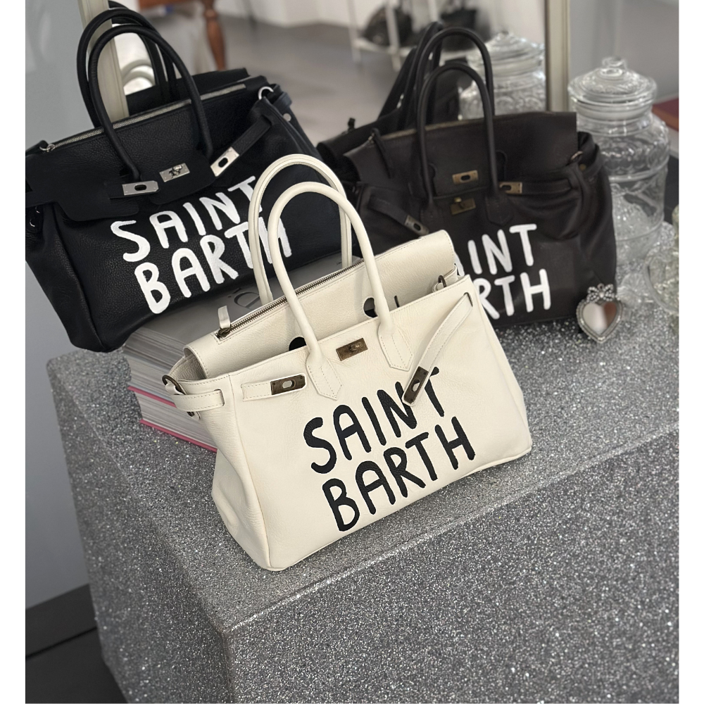 PAINT LEATHER TWO-HANDLE BAG