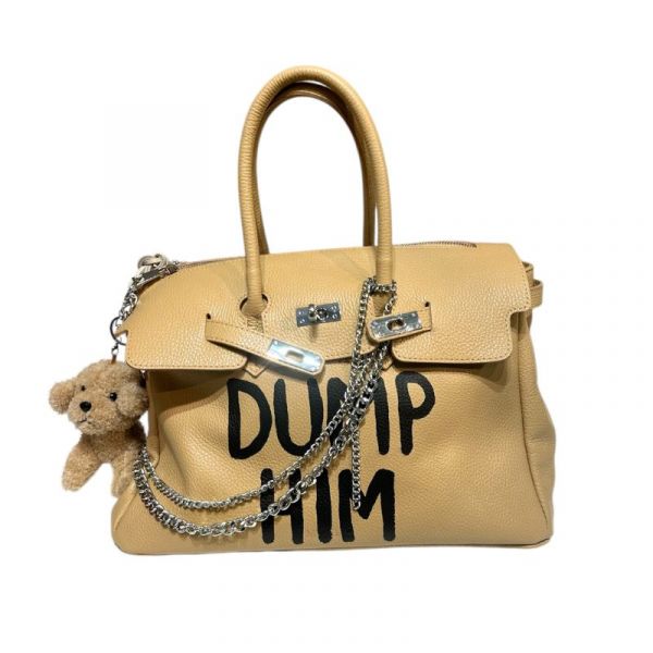 PAINT LEATHER TWO-HANDLE BAG
