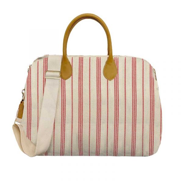 STRIPED CANVAS WEEKEND BAG