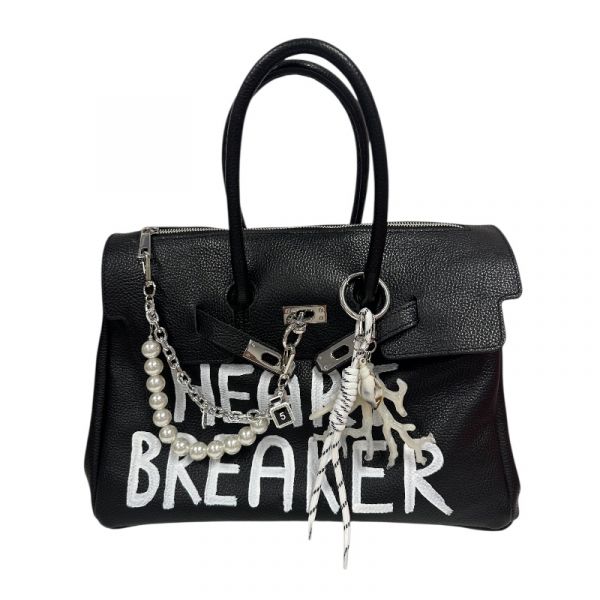 PAINT LEATHER TWO-HANDLE BAG