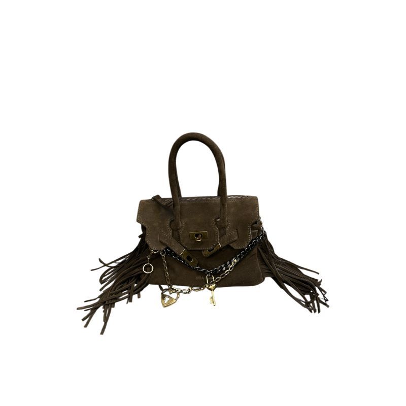 BORSA MINI FRANGE LATERALI CAMOSCIO