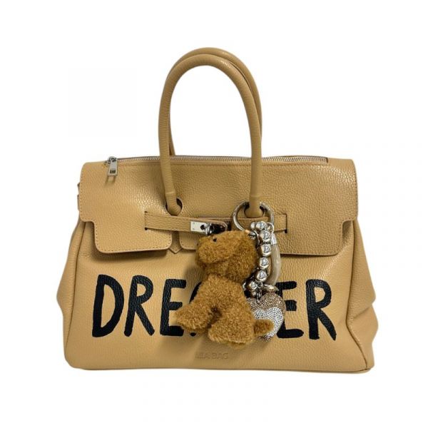 PAINT LEATHER TWO-HANDLE BAG