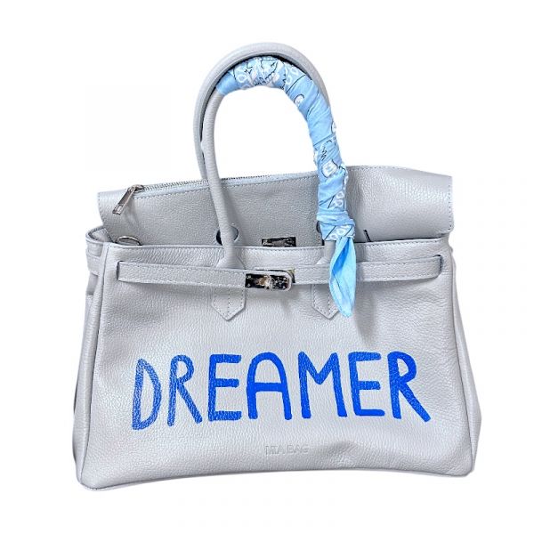 PAINT LEATHER TWO-HANDLE BAG