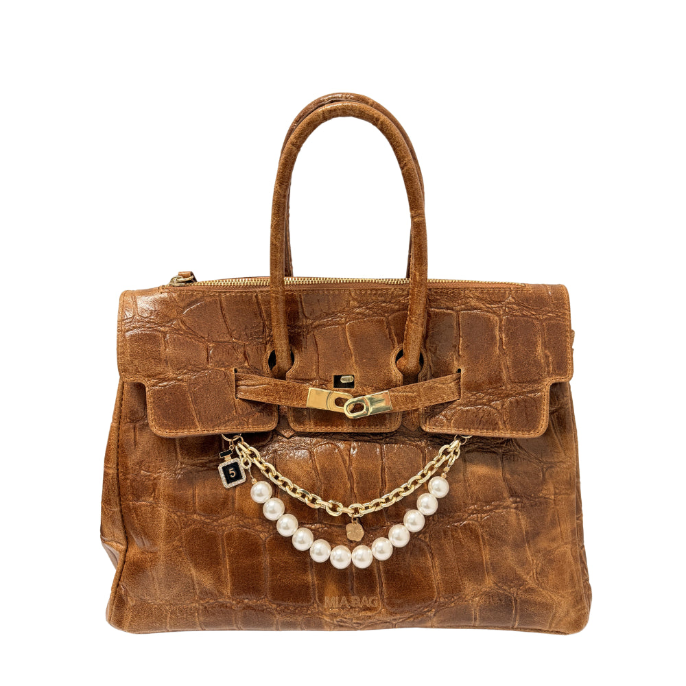 BORSA DUE MANICI STAMPA COCCO