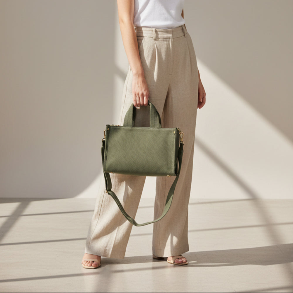 Tote bag mini color verde army con tracolla 