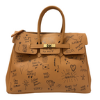 TWO-HANDLE PAINTED LEATHER BAG