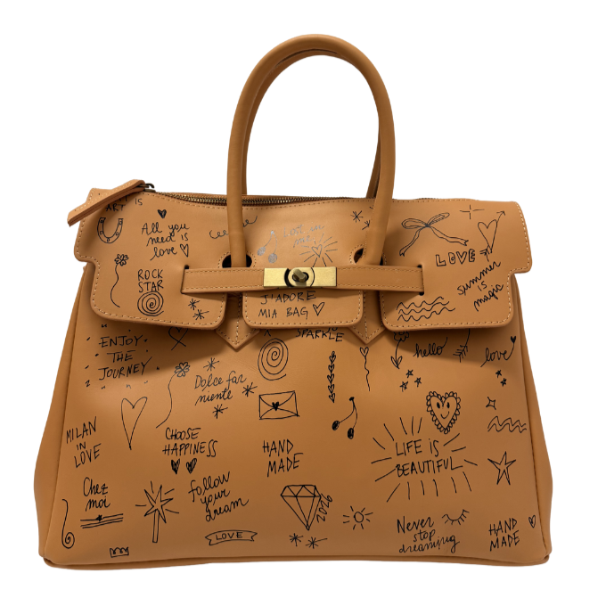 TWO-HANDLE PAINTED LEATHER BAG