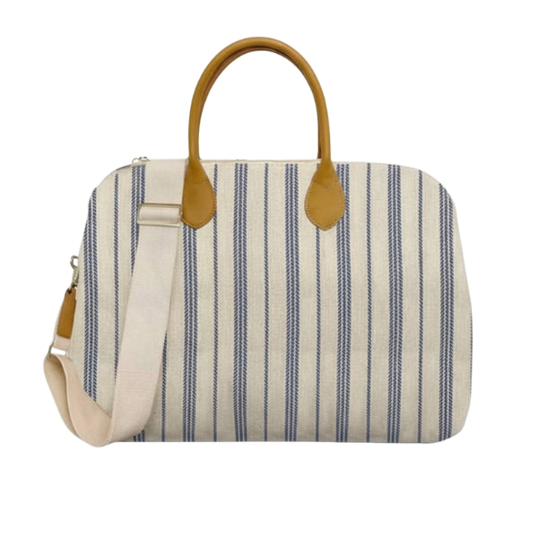 STRIPED CANVAS WEEKEND BAG