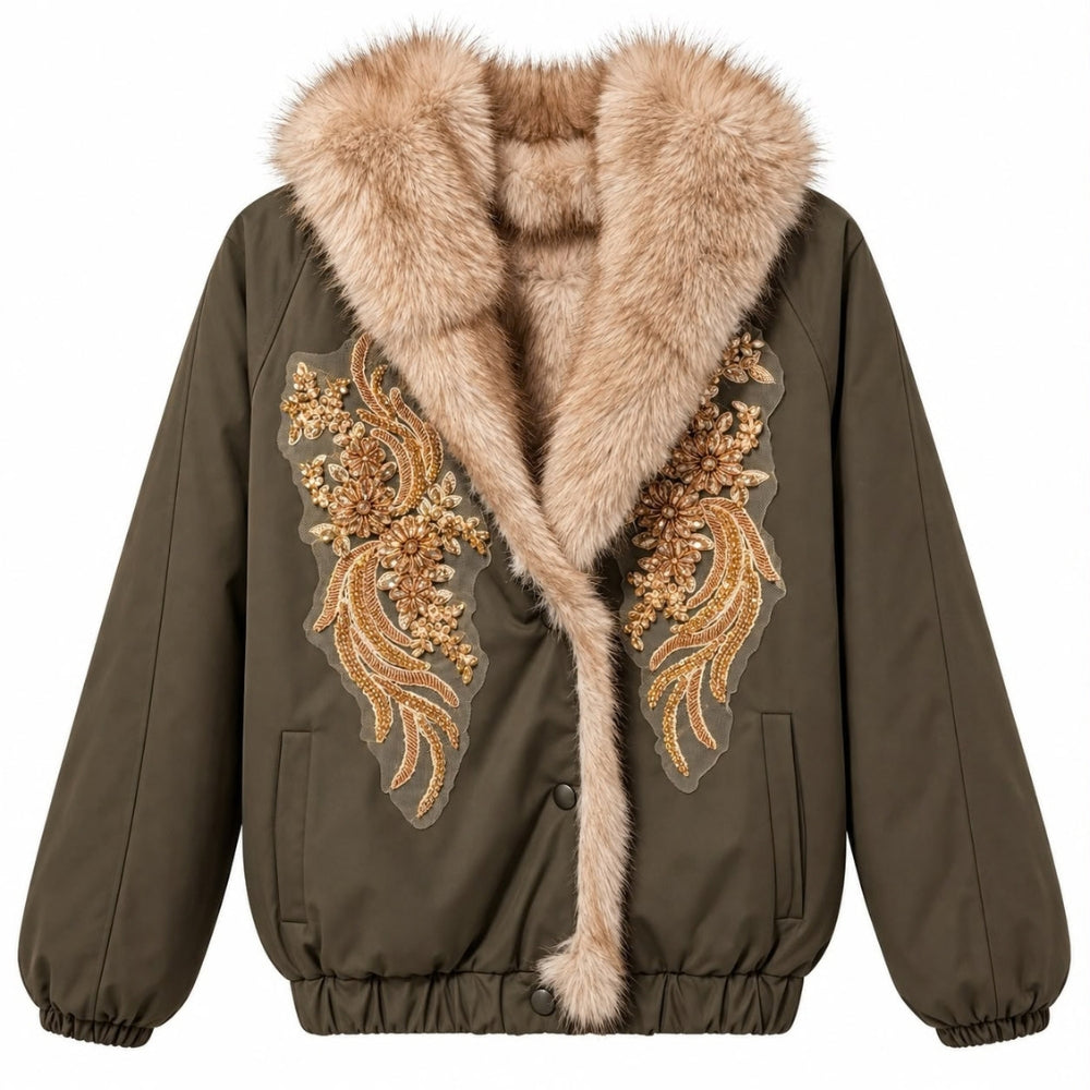 BOMBER FIORI ECOPELLICCIA REVERSIBILE
