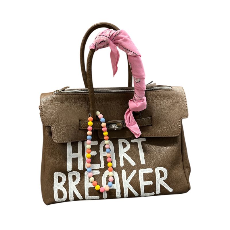 PAINT LEATHER TWO-HANDLE BAG